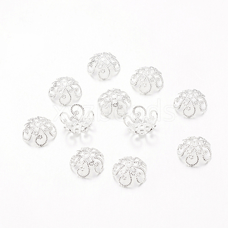 5-Petal Filigree Brass Bead Caps X-KK-B218-S-1