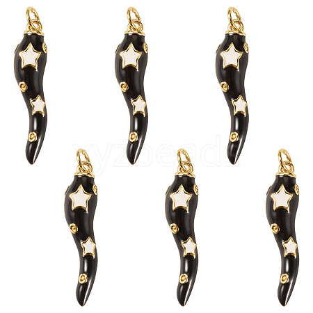 6Pcs Brass Enamel Pendants KK-SW0001-08E-1