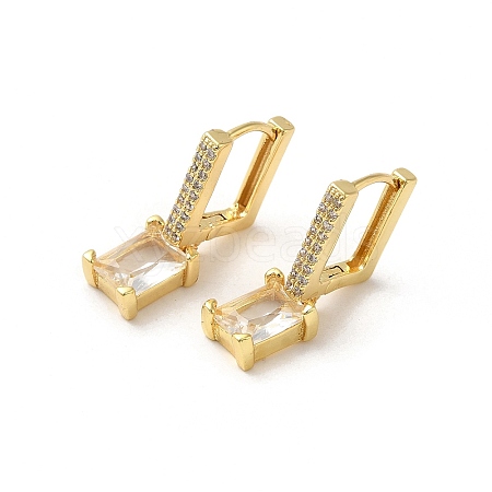 Rectangle Real 18K Gold Plated Brass Dangle Hoop Earrings EJEW-L268-027G-04-1