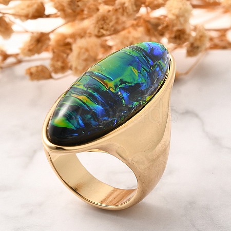 Resin Horse Eye Finger Rings LS-RJEW-R006-01G-02-1