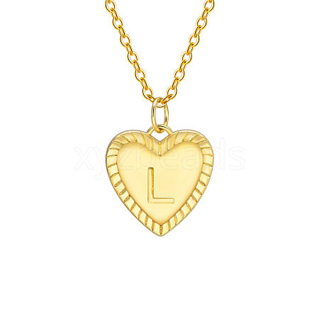 Golden Tone Brass Cable Chain Letter Heart Pendant Necklaces for Women PW-WG67FD6-12-1