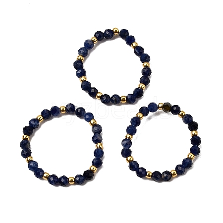 Natural Sodalite Beaded Stretch Rings for Women RJEW-JR00868-04-1