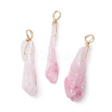 Electroplated Natural Quartz Crystal Dyed Pendants PALLOY-JF02325-06-1