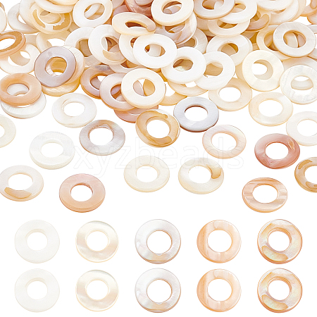   200pcs Natural Freshwater Shell Linking Rings SHEL-PH0001-22-1