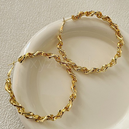 Retro Brass Twisted Hoop Earrings for Women TC8176-7-1