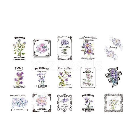 30Pcs Flower Pattern PET Sticker PW-WG72104-05-1