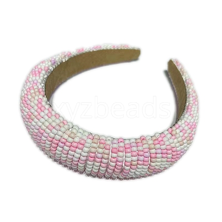 Fashiona Glass Seed Beads Hair Bands PW-WGC41EC-01-1