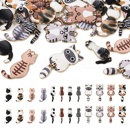 24Pcs 12 Styles Rack Plating Alloy Enamel Pendants ENAM-TA0001-47-1