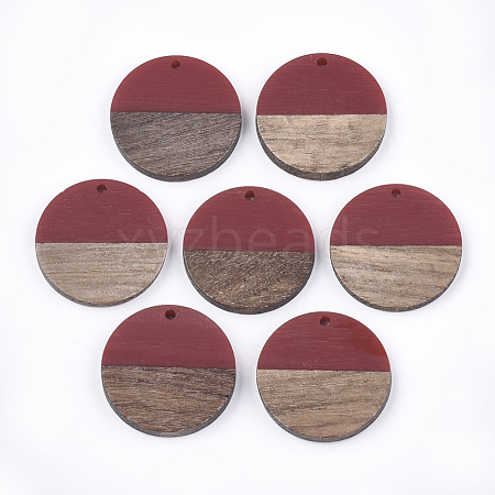 Resin & Walnut Wood Pendants RESI-S358-02B-12-1