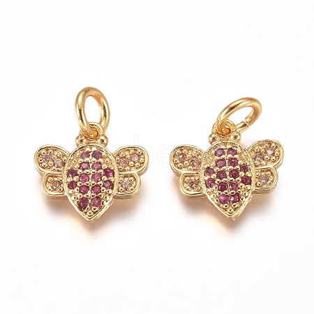 Brass Micro Pave Cubic Zirconia Charms ZIRC-I038-07G-1