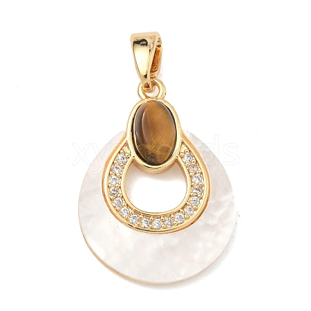 Brass Micro Pave Clear Cubic Zirconia Pendants KK-G556-01G-01-1