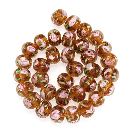 1 Strand Handmade Lampwork Inner Flower Rondelle Beads Strands LAMP-TA0002-72C-1
