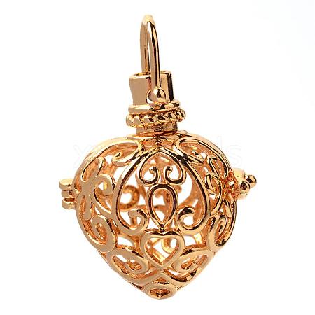 Rack Plating Brass Cage Pendants KK-S751-060G-1