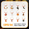 12Pcs Halloween Theme Glass Wine Glass Charms AJEW-TAC00024-2