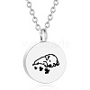 Tarnish Resistant Flat Round with Dog Pendant Necklace PW-WG45E97-01-1