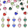 50Pcs 5 Colors Heart Rack Plating Brass Glass Charms KK-YW0004-09P-1