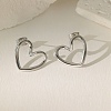 Non-Tarnish Twisted Heart 304 Stainless Steel Stud Earrings for Women EJEW-P276-01P-1