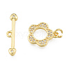 Brass Micro Pave Clear Cubic Zirconia Toggle Clasps KK-N231-370-3