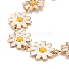 Enamel Daisy Link Chains Bracelet BJEW-P271-01G-01-2