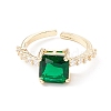 Green Cubic Zirconia Square Cuff Ring KK-D067-33G-RS-2