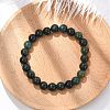 Natural Moss Agate Beaded Stretch Bracelets B072-5-1