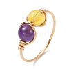 4Pcs 4 Style Natural & Synthetic Mixed Gemstone Round Beaded Finger Rings Set RJEW-TA00093-4