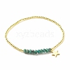 Natural Malaysia Jade(Dyed) Round Beaded Stretch Bracelet with 304 Stainless Steel Star Charms BJEW-JB08059-04-1