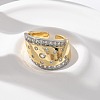 Brass Micro Pave Clear Cubic Zirconia Cuff Rings for Women RJEW-U041-23G-2