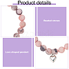 FIBLOOM 4Pcs 4 Styles Natural Mixed Gemstone Round Beaded Stretch Bracelets Set with Alloy Heart Charms BJEW-AN0001-72-6