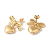 Bowknot & Heart Ion Plating(IP) 304 Stainless Steel Stud Earrings for Women EJEW-L287-014G-2