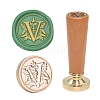 European Style Round Golden Tone Brass Letter Wax Seal Stamps PW-WG011B8-24-1