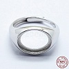 Anti-Tarnish Rhodium Plated 925 Sterling Silver Finger Ring Components STER-G027-11P-4