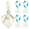 Christmas Snowflake Wood Beaded Napkin Rings AJEW-SC00037-1