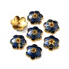 6-Petal Alloy Enamel Bead Caps ENAM-WH0063-02A-2