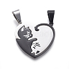 304 Stainless Steel Split Kitten Pendants STAS-G195-09P-1