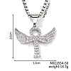 Elegant Brass Crystal Rhinestone Winged Cross Pendant Box Chain Necklaces OK2831-1-1