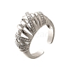 Brass Micro Pave Clear Cubic Zirconia Cuff Rings for Women RJEW-Q008-04P-2