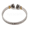 Fist Tibetan Style Alloy Cuff Bangles BJEW-P337-04AS-3