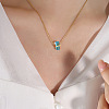 Rectangle Glass Pendant 304 Stainless Steel Cable Chain Necklaces for Women FS-WGAF7A7-03-1