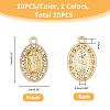 SUPERFINDINGS 20Pcs 2 Colors Alloy Micro Pave Cubic Zirconia Pendants FIND-FH0008-96-2