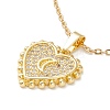 Clear Cubic Zirconia Heart with Crescent Moon Pendant Necklace NJEW-O125-22G-1