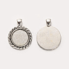 Tibetan Style Alloy Flat Round Pendant Cabochon Settings X-PALLOY-J494-20AS-1