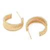 Rack Plating Textured C-Shaped Brass Stud Earrings EJEW-M090-05G-2