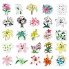 50Pcs 50 Styles Lily Flower Pattern Waterproof PVC Plastic Stickers STIC-PW0001-366-4