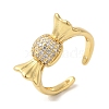 Candy Brass Micro Pave Clear Cubic Zirconia Open Cuff Rings RJEW-U008-24G-1