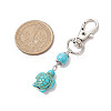 Tortoise & Round Synthetic Turquoise Pendant Decoration HJEW-JM02295-02-3