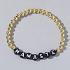 Stylish Brass & Acrylic Word Beaded Stretch Bracelets Trendy for Unique Look QS6453-1-1