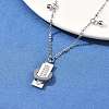 304 Stainless Steel Polymer Clay Rhinestone Rctangle Pendant Necklaces NJEW-U023-02P-2