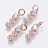 Brass Micro Pave Cubic Zirconia Pendants RB-I077-13RG-RS-1