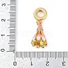 Rack Plating Brass Clear Cubic Zirconia European Dangle Charms KK-P287-15G-3